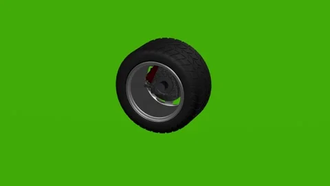 A black wheel with a disc rotates on a green screen Stock Footage 280308530