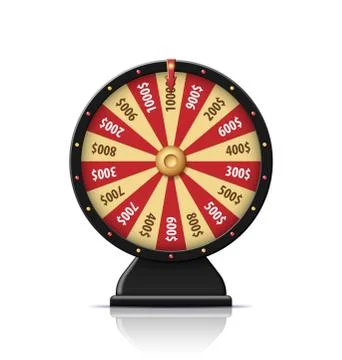 Black wheel of fortune 3d object isolated on white Stock Illustration