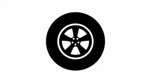 Black Wheel Icon Stock Illustration