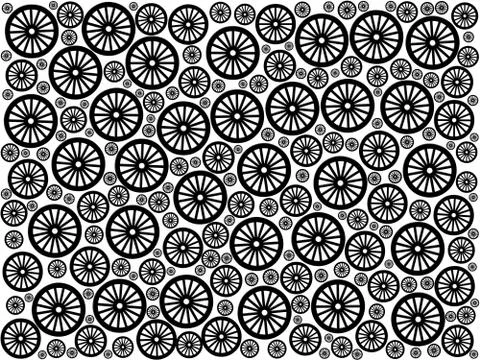 Black wheels beautiful texture on plain white background Illustrazione stock