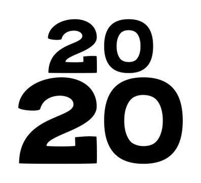 Black white 2020 different height number poster Stock Illustration