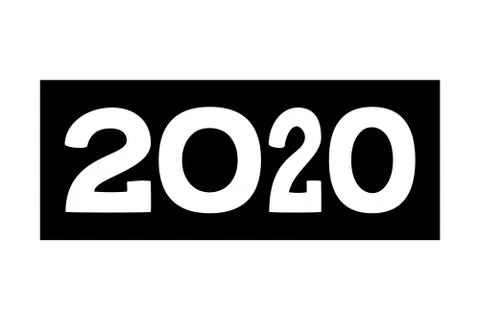 Black white 2020 text different width characters Stock Illustration
