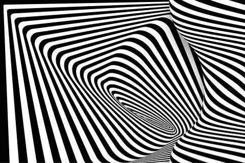 Black white 3d line distortion illusion Stock Illustration