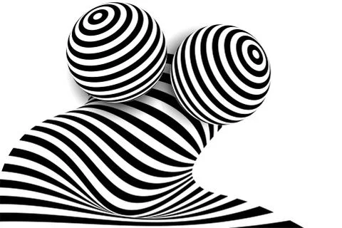 Black white 3d line distortion illusion Stock Illustration