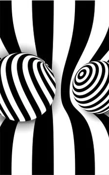 Black white 3d line distortion ball illusion Stock Illustration