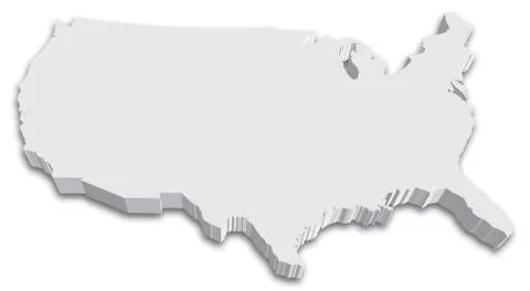 Black &amp; white 3d usa state map Stock Illustration
