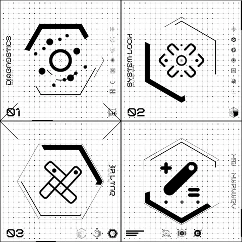 Black &amp; White 4 Grid Icon Panel 01 Stock Footage 294040451