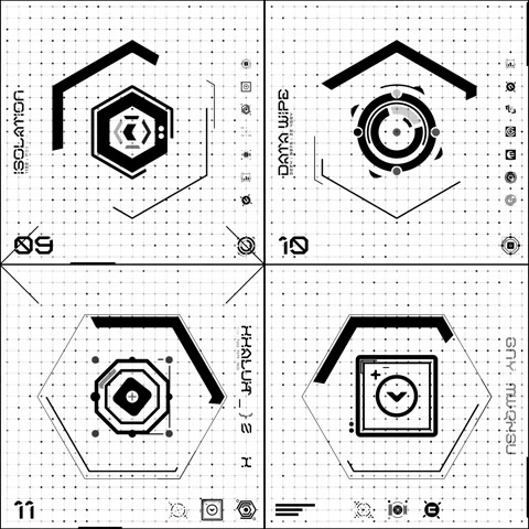 Black &amp; White 4 Grid Icon Panel 03 Stock Footage 294040453