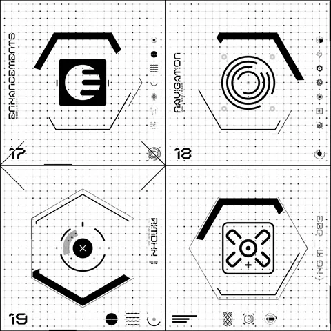 Black &amp; White 4 Grid Icon Panel 05 Stock Footage 294040455