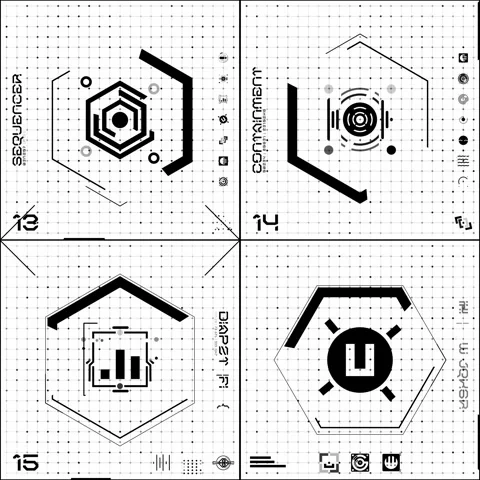 Black &amp; White 4 Grid Icon Panel 04 Stock Footage 294040456