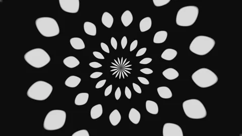 Black white abstract animated patterns of circles and lines. Endless looped back Stock Footage 247683836