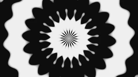 Black white abstract animated patterns of circles and lines. Endless looped back Stock Footage 247683851