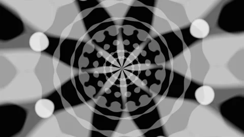 Black white abstract animated patterns of circles and lines. Endless looped back Stock Footage 247684003