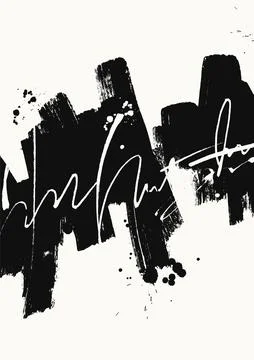 Black white abstract brush texture grunge background Stock Illustration