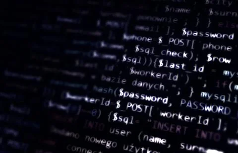 Black white abstract computer code. White programming code on black backgroun 스톡 사진