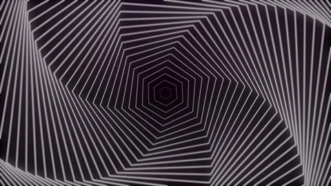 Black white abstract geometric background, visual loop tunnel optical illusion, Video stock 297471387