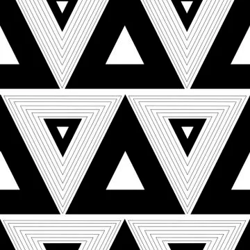 Black white abstract graphic pattern with triangles seamless bac Stock Illustration