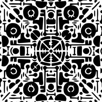Black white abstract seamless pattern. Vector creative illustration design on Stock Illustration