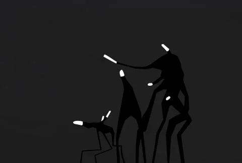 BLACK WHITE-ALIEN-CHARACTERS Stock Illustration