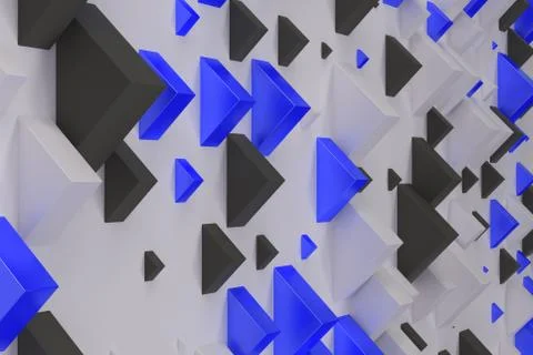 Black, white and blue rectangular shapes of random size on white background Stock Illustration