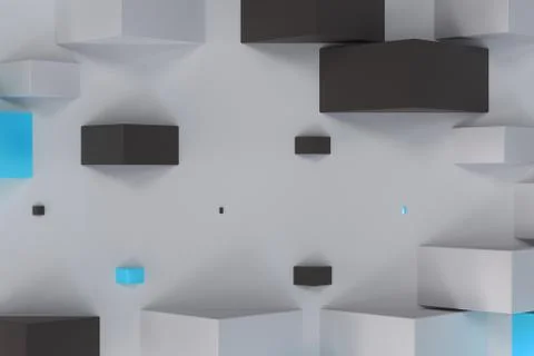 Black, white and blue rectangular shapes of random size on white background Stock Illustration