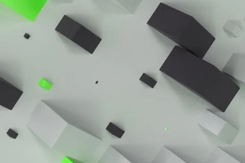 Black, white and green rectangular shapes of random size on white background Stock Illustration