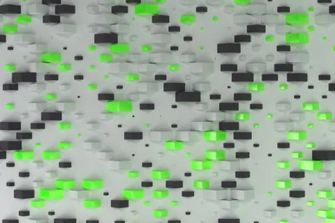 Black, white and green rectangular shapes of random size on white background 스톡 일러스트