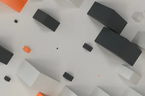 Black, white and orange rectangular shapes of random size on white background Stock Illustration