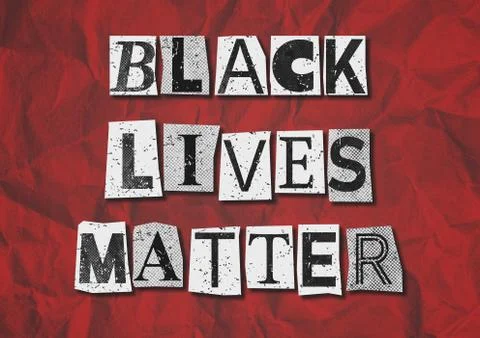 A black, white and red colored Black Lives Matter BLM background grunge colla Stock Illustration
