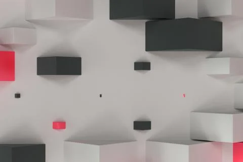 Black, white and red rectangular shapes of random size on white background Stock Illustration