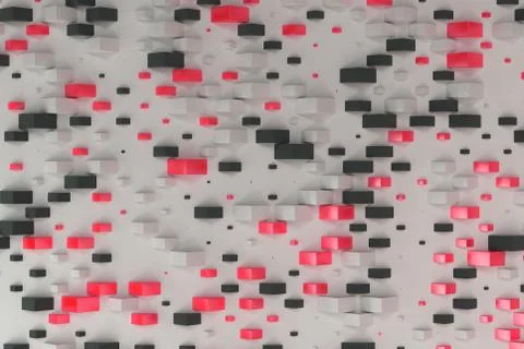 Black, white and red rectangular shapes of random size on white background Stock Illustration