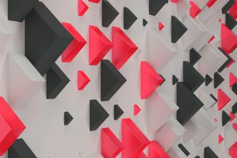 Black, white and red rectangular shapes of random size on white background Stock Illustration