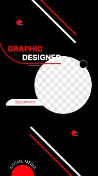 Black White and Red, Vertical Channel Banner for Graphic Designer. Template for Stock Illustration