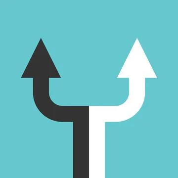 Black, white arrow dividing Stock Illustration