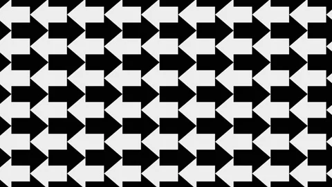 Black a white arrows moving pattern in a straight path. Video loop Stock Footage 150819367