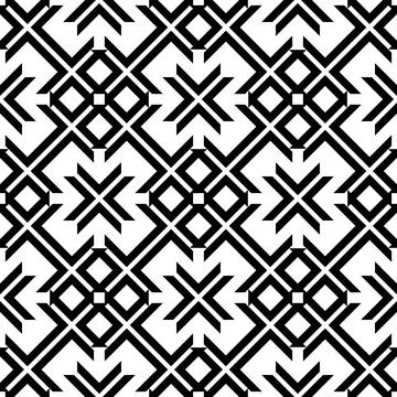 Black white asian floral pattern  Stock Illustration