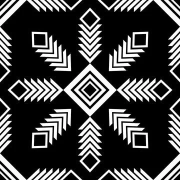  black white aztec floral pattern           Stock Illustration