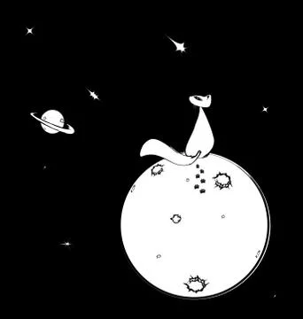 Black white background image of space with abstract cat Stock Illustration