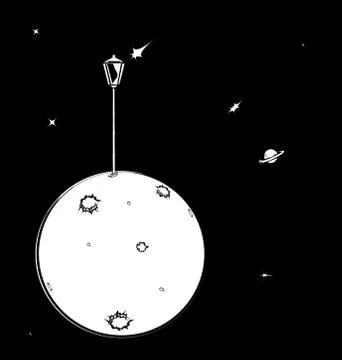 Black white background image of space with abstract lantern Stock Illustration