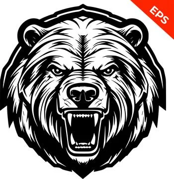 Black white bear, angry bear vector. Isolated vector sign symbol Stock Illustration
