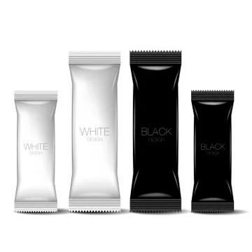 Black &amp; White Blank Foil Packaging for food ,snack, candy Stock Illustration