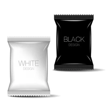 Black &amp; White Blank Foil Packaging for food ,snack, candy Stock Illustration