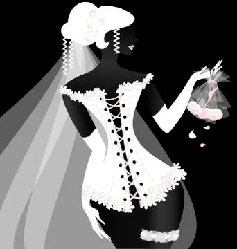 Black-white bride Stock Illustration