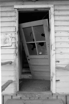 Black &amp; White - Broken Door Stock Photos