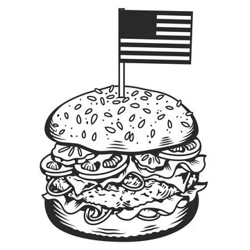 Black white burger Stock Illustration
