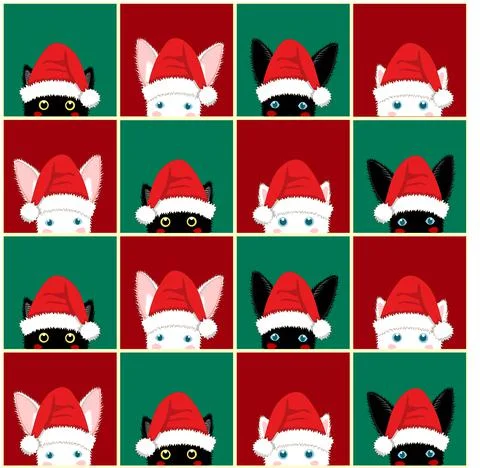 Black White Cat Rabbit Chess board Christmas Background Illustrazione stock