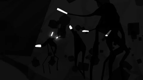 BLACK WHITE CHARACTERS WALK THROUGH ABSTRACT DARK GREY STORM Stock Footage 85279538