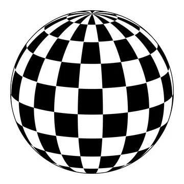 Black white checkerboard sphere surface optical geometry projection texture Stock Illustration