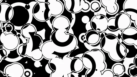 Black white circles abstract  looping Stock Footage