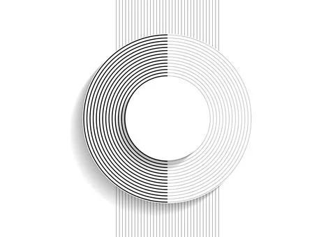Black white circles and lines concept abstract tech background イラスト素材